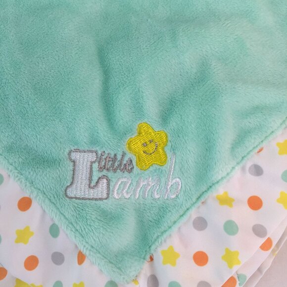 Garanimals Green Little Lamb Lovey Polka Dots Satin Back Rattle Security Blanket - Picture 3 of 7